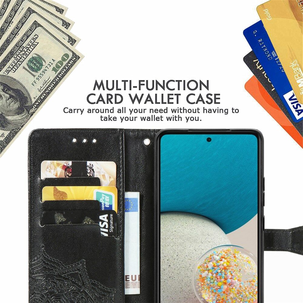 Samsung Galaxy A53 Hoesje Mandala Book Case met Pasjeshouder Zwart afbeelding 3
