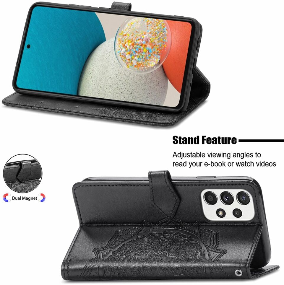 Samsung Galaxy A53 Hoesje Mandala Book Case met Pasjeshouder Zwart afbeelding 8