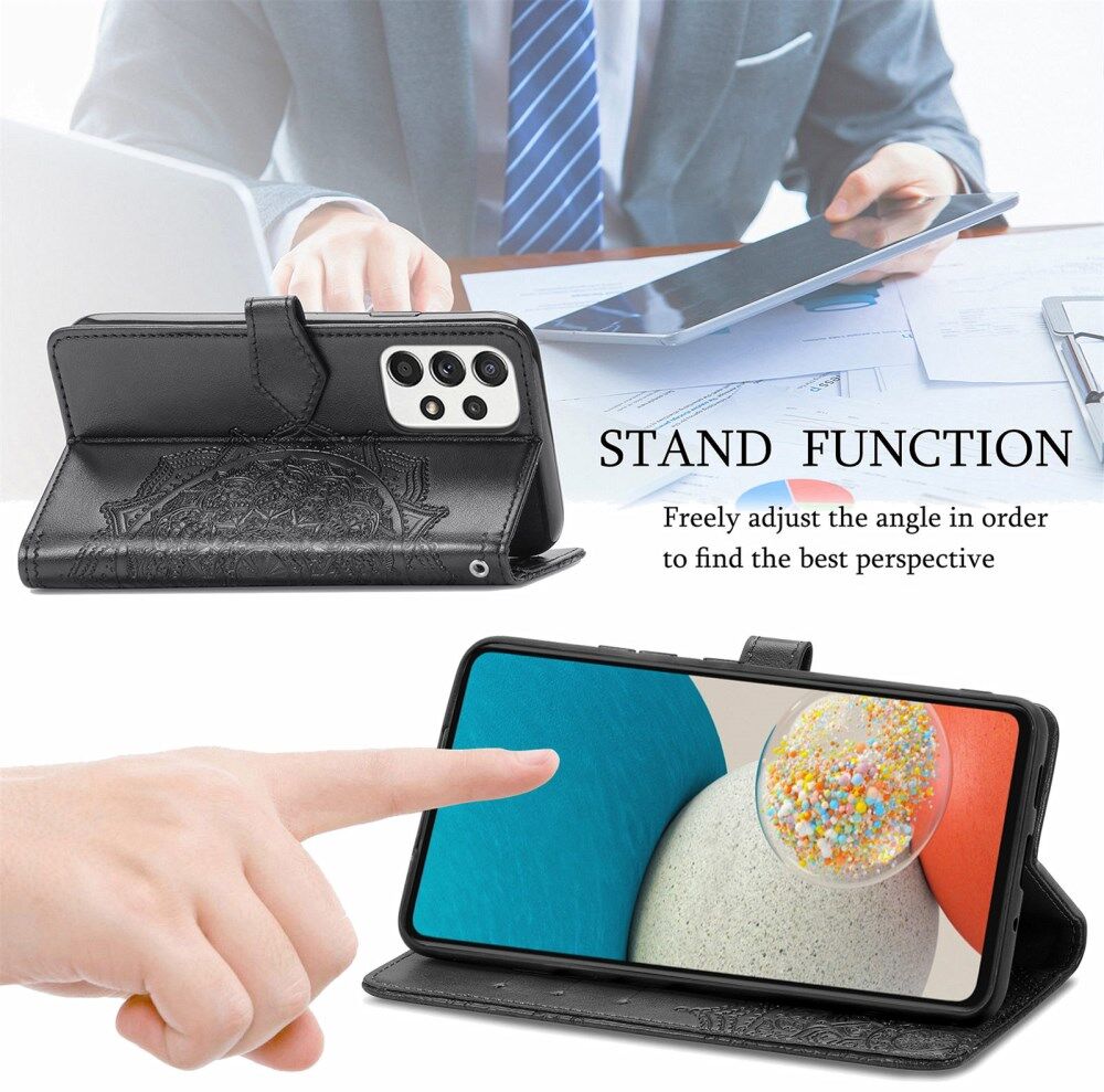 Samsung Galaxy A53 Hoesje Mandala Book Case met Pasjeshouder Zwart afbeelding 6