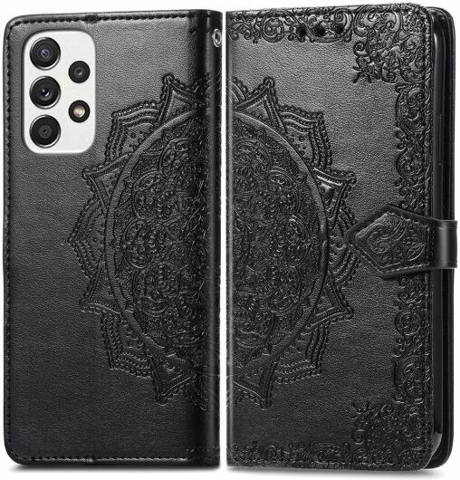 Samsung Galaxy A53 Hoesje Mandala Book Case met Pasjeshouder Zwart afbeelding 1