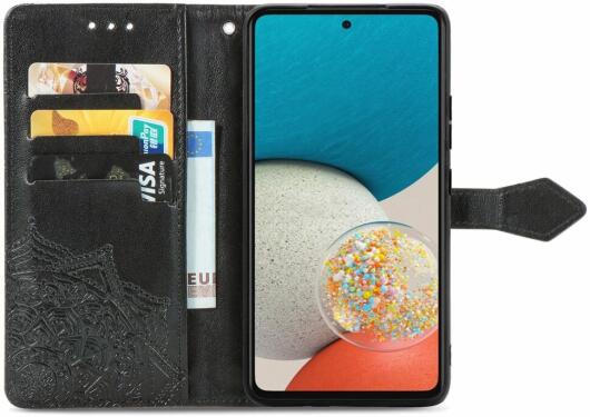 Samsung Galaxy A53 Hoesje Mandala Book Case met Pasjeshouder Zwart afbeelding 2