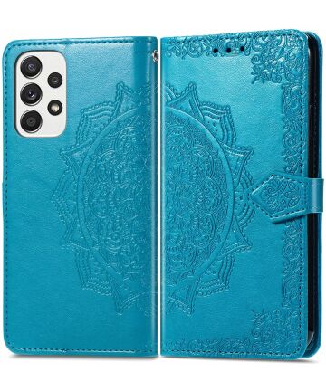 Samsung Galaxy A53 Hoesje Mandala Book Case met Pasjeshouder Blauw Hoesjes