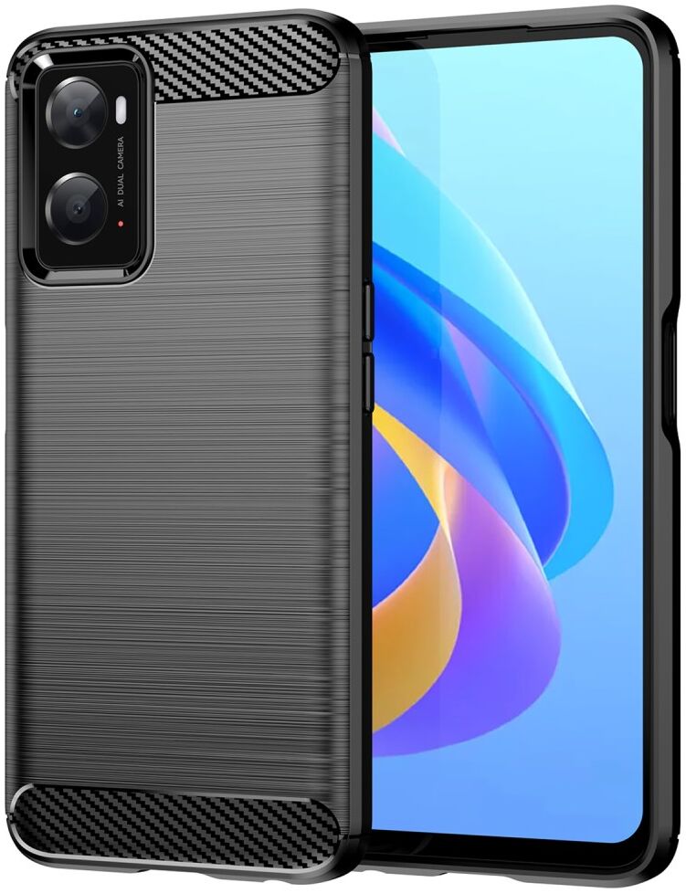 Realme 9i/Oppo A76/A96 Hoesje Geborsteld TPU Flexibele Zwart afbeelding 1