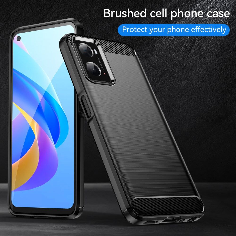 Realme 9i/Oppo A76/A96 Hoesje Geborsteld TPU Flexibele Zwart afbeelding 2