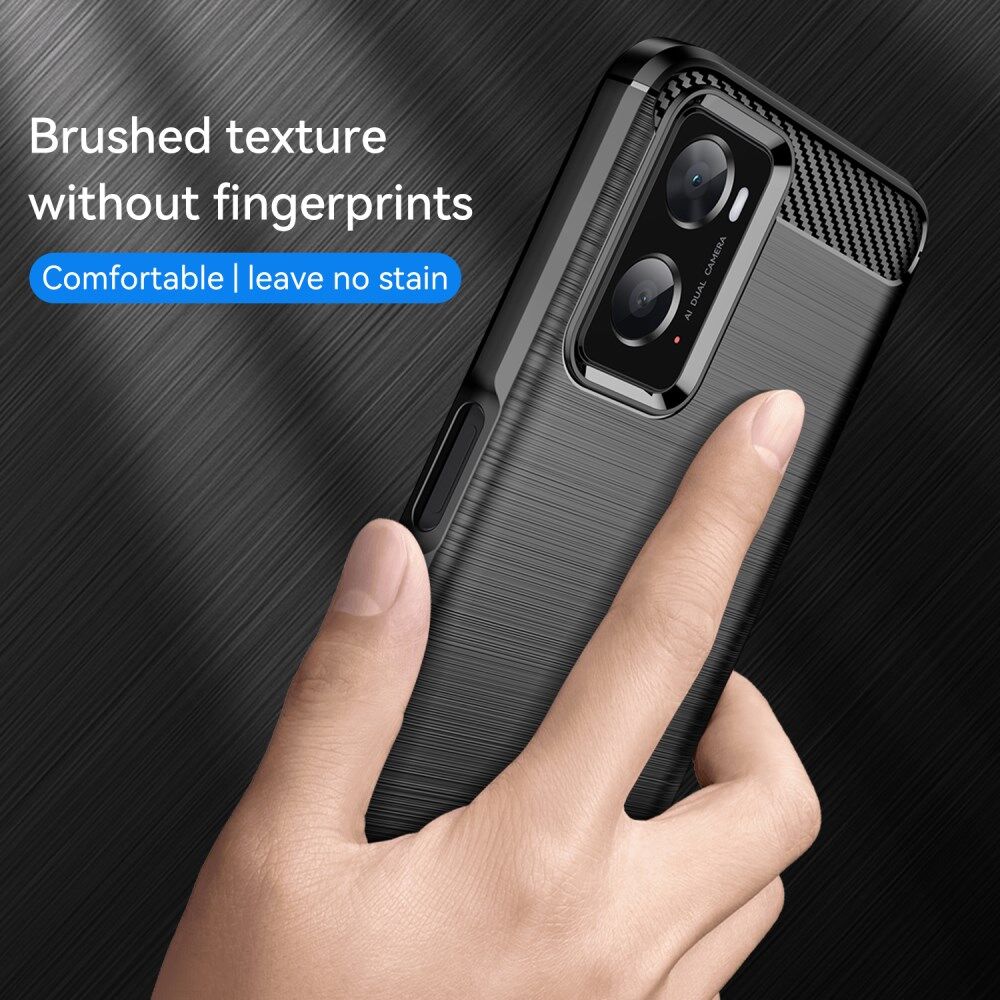 Realme 9i/Oppo A76/A96 Hoesje Geborsteld TPU Flexibele Zwart afbeelding 5