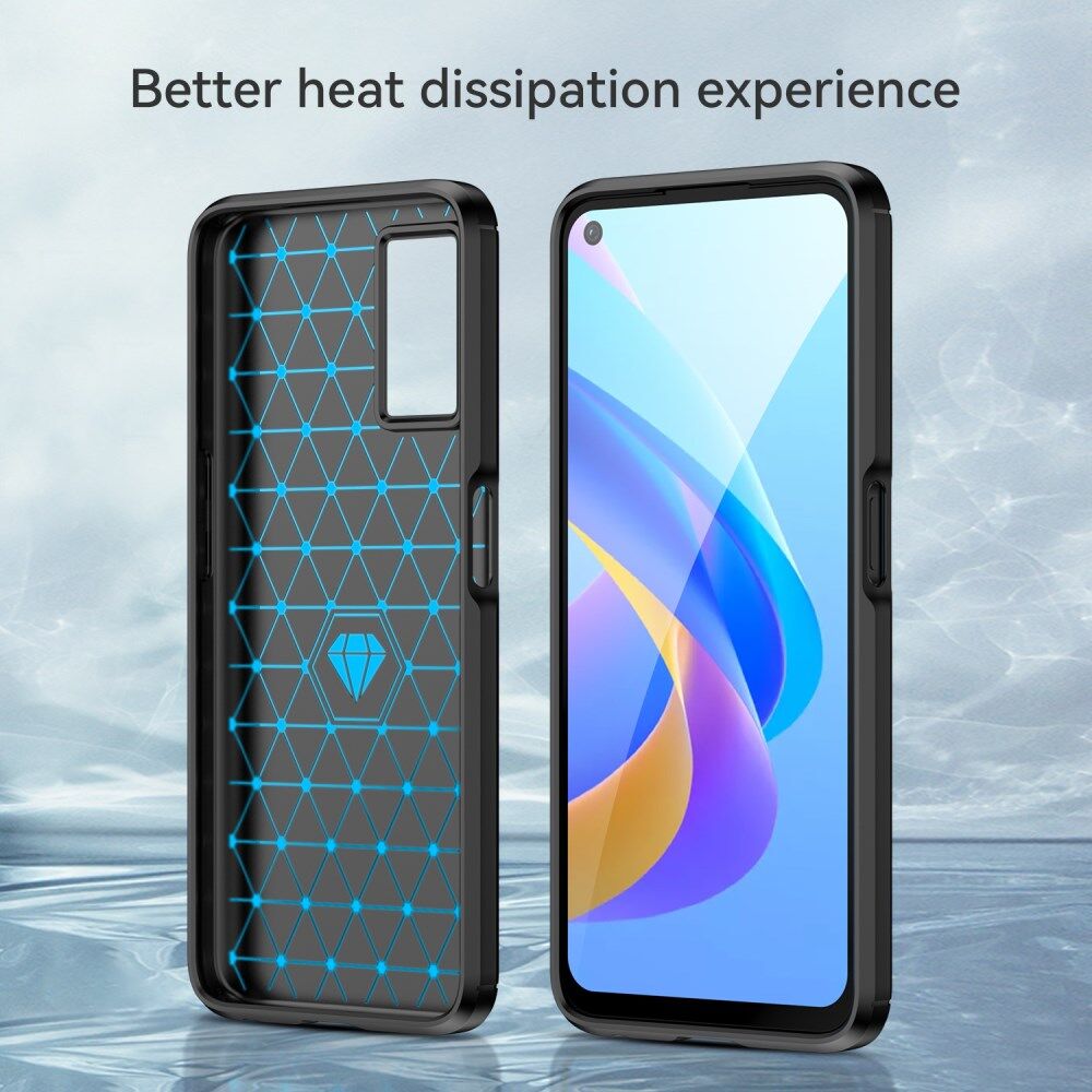 Realme 9i/Oppo A76/A96 Hoesje Geborsteld TPU Flexibele Zwart afbeelding 6