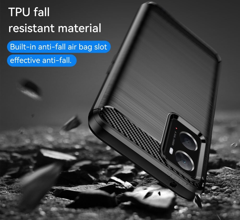 Realme 9i/Oppo A76/A96 Hoesje Geborsteld TPU Flexibele Zwart afbeelding 7