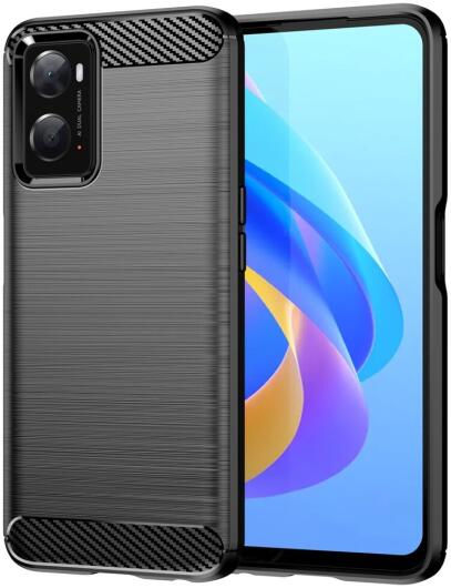 Realme 9i/Oppo A76/A96 Hoesje Geborsteld TPU Flexibele Zwart afbeelding 1