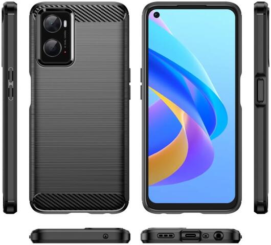 Realme 9i/Oppo A76/A96 Hoesje Geborsteld TPU Flexibele Zwart afbeelding 10
