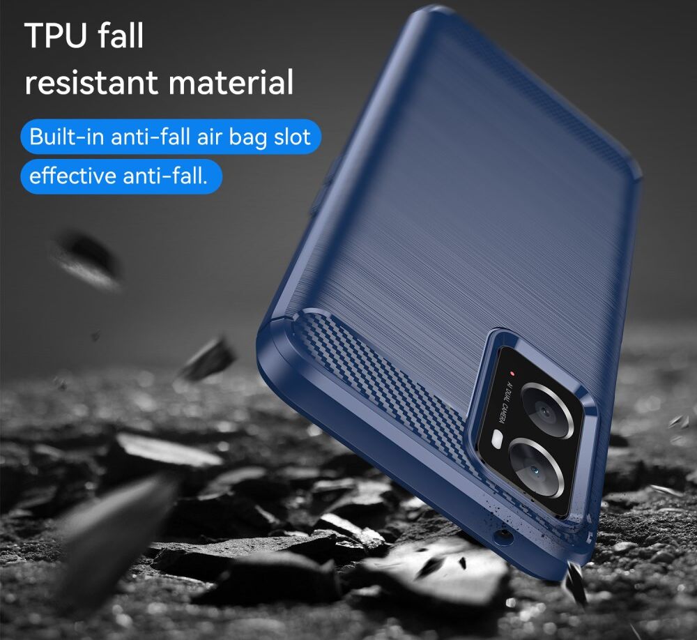 Realme 9i/Oppo A76/A96 Hoesje Geborsteld TPU Flexibele Blauw afbeelding 7