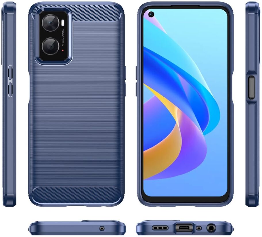 Realme 9i/Oppo A76/A96 Hoesje Geborsteld TPU Flexibele Blauw afbeelding 10