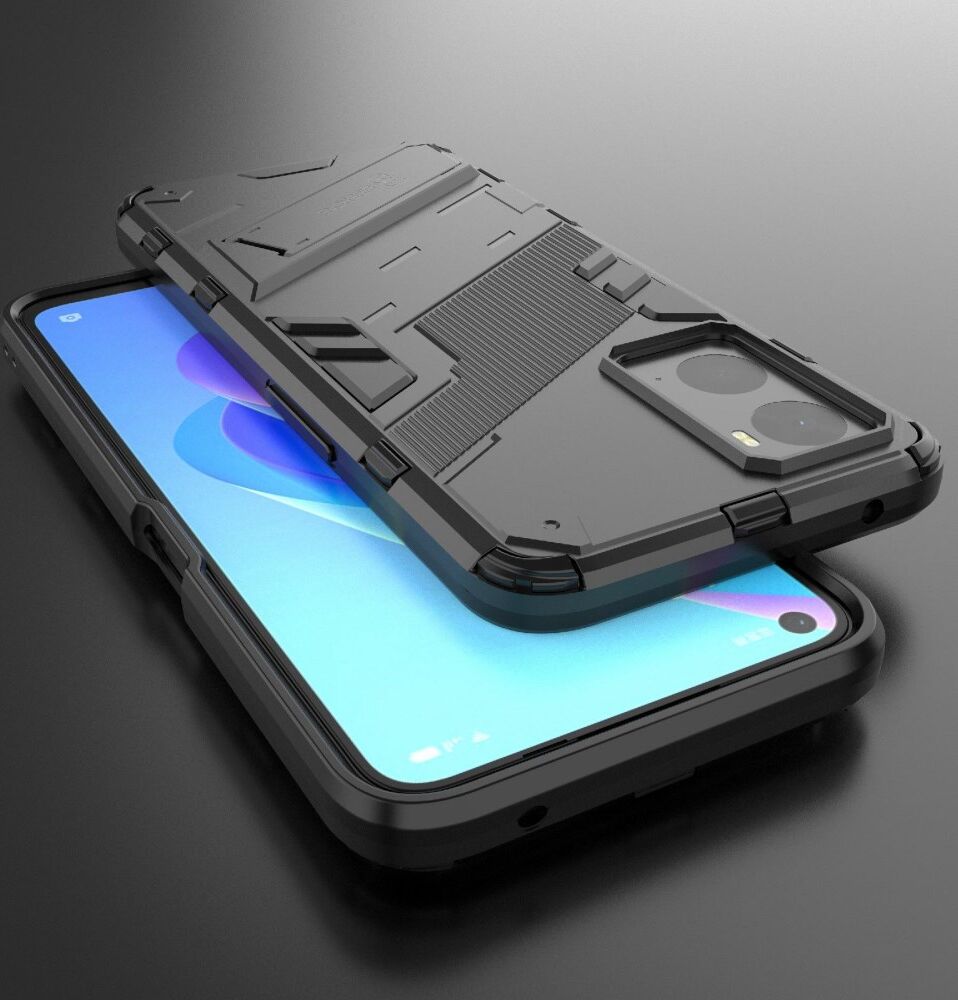 Realme 9i/Oppo A76/A96 Hoesje Shockproof Kickstand Back Cover Zwart afbeelding 6