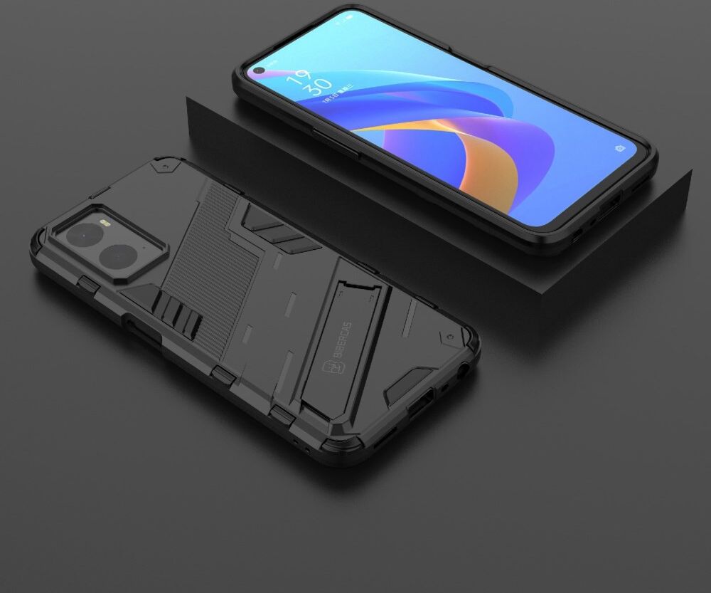 Realme 9i/Oppo A76/A96 Hoesje Shockproof Kickstand Back Cover Zwart afbeelding 7