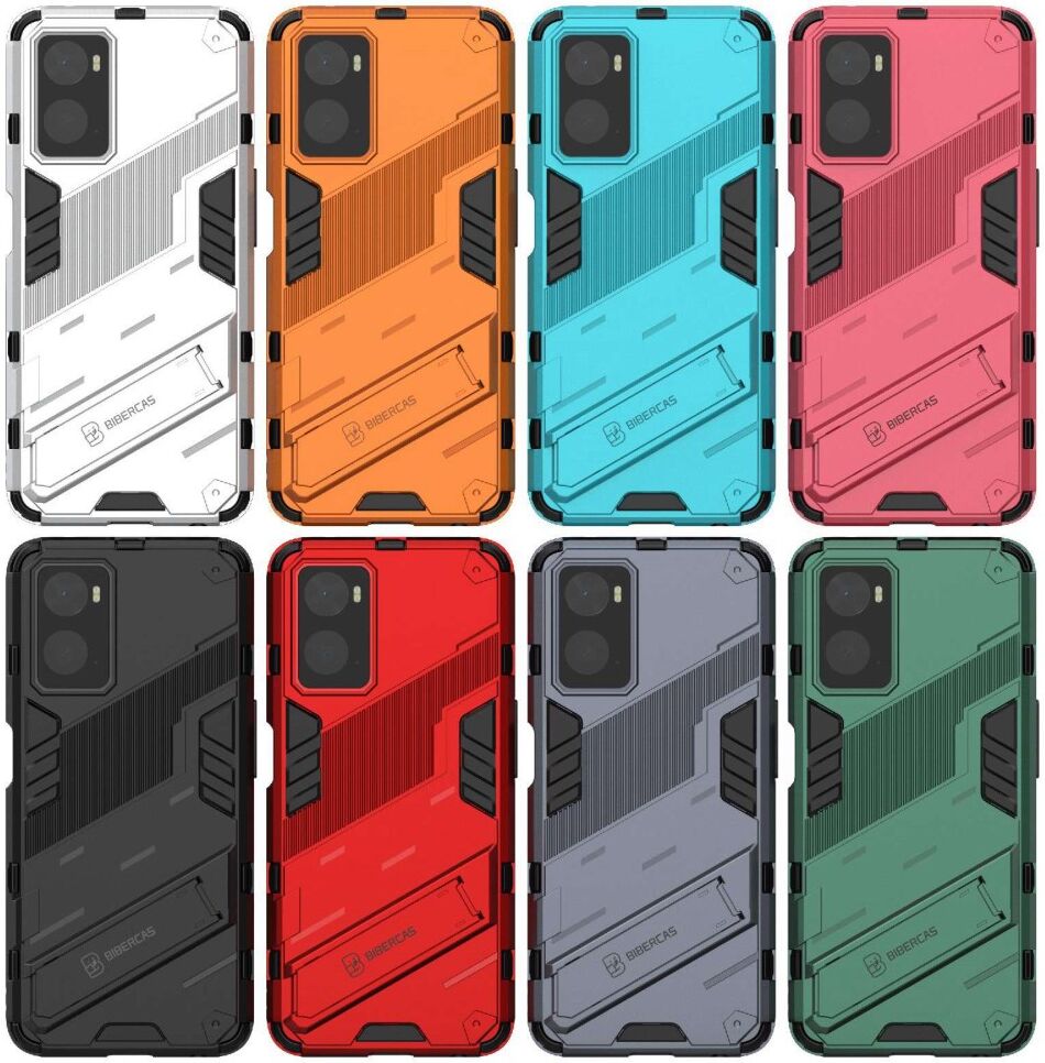 Realme 9i/Oppo A76/A96 Hoesje Shockproof Kickstand Back Cover Zwart afbeelding 9