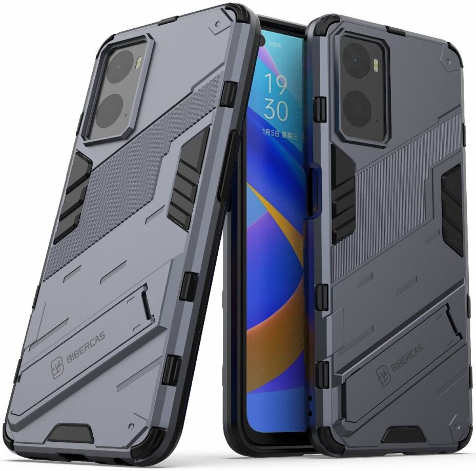 Realme 9i/Oppo A76/A96 Hoesje Shockproof Kickstand Back Cover Blauw afbeelding 1