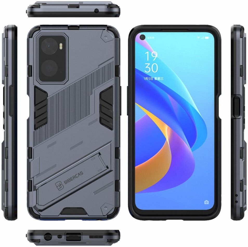 Realme 9i/Oppo A76/A96 Hoesje Shockproof Kickstand Back Cover Blauw afbeelding 8