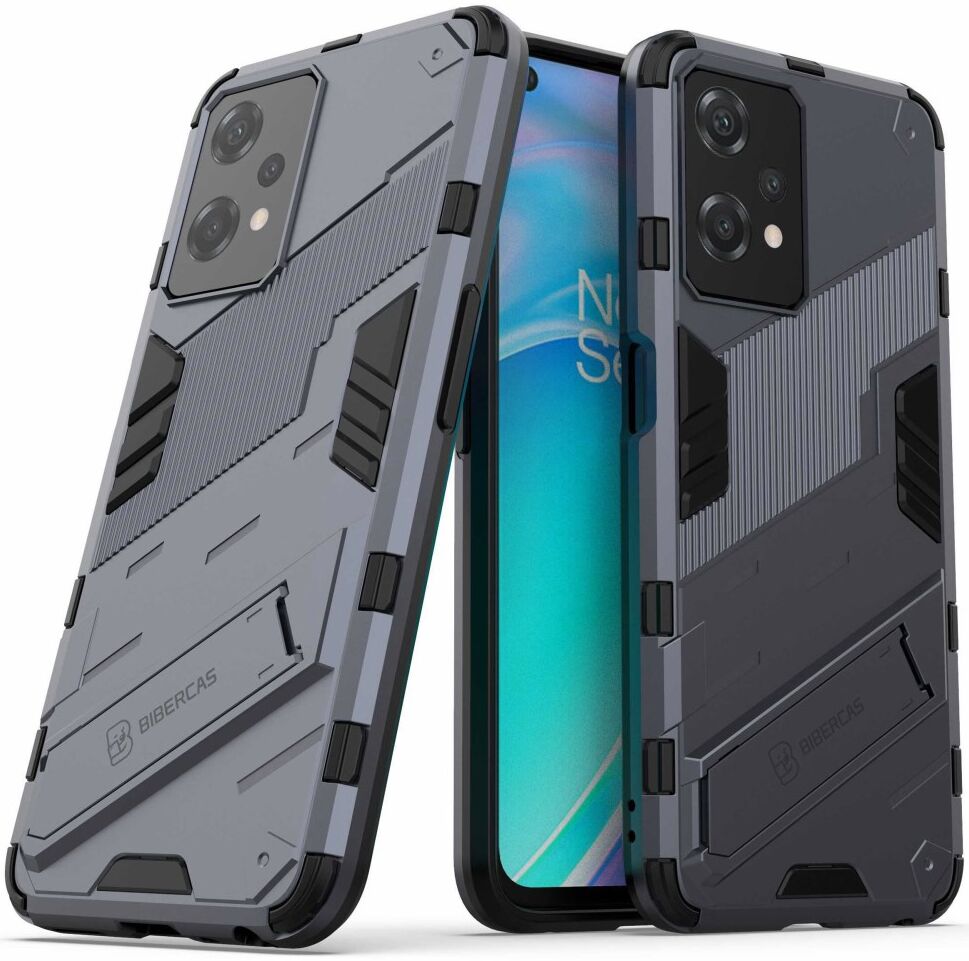 OnePlus Nord CE 2 Lite Hoesje Shockproof Kickstand Back Cover Blauw afbeelding 2