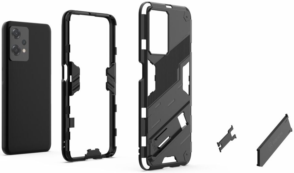 OnePlus Nord CE 2 Lite Hoesje Shockproof Kickstand Back Cover Blauw afbeelding 3