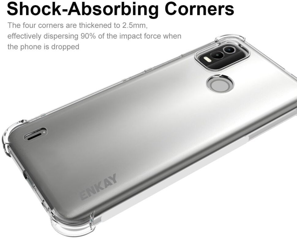 ENKAY Nokia C21 Plus Hoesje Schokbestendig TPU Transparant afbeelding 2