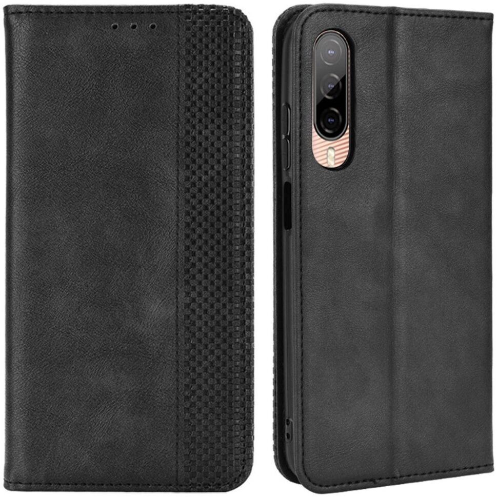 HTC Desire 22 Pro Vintage Portemonnee Hoesje Zwart afbeelding 2