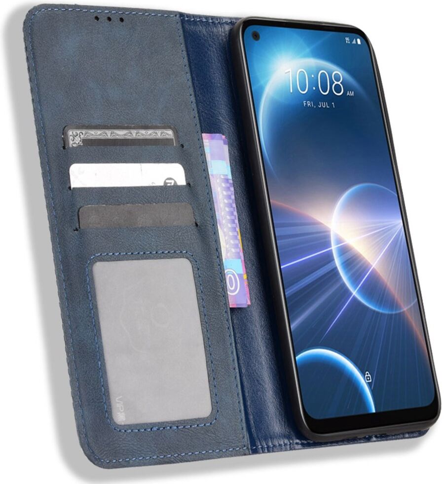 HTC Desire 22 Pro Vintage Portemonnee Hoesje Blauw afbeelding 1