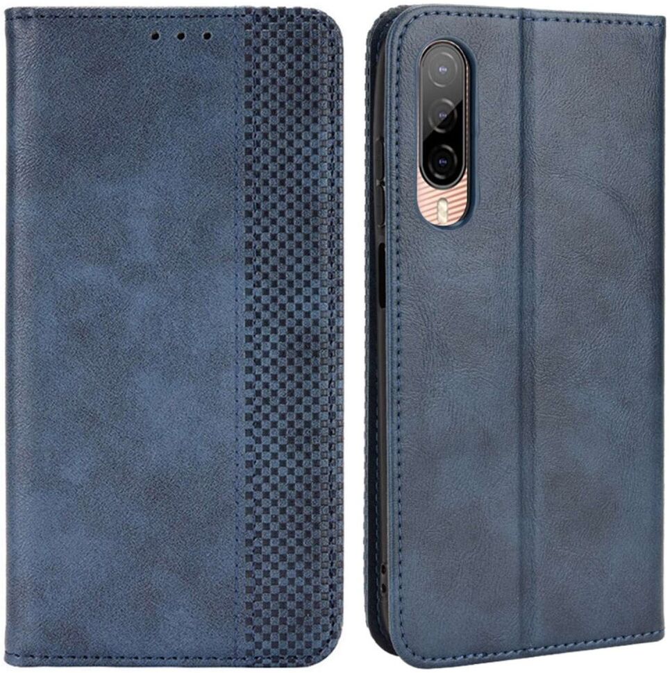 HTC Desire 22 Pro Vintage Portemonnee Hoesje Blauw afbeelding 2