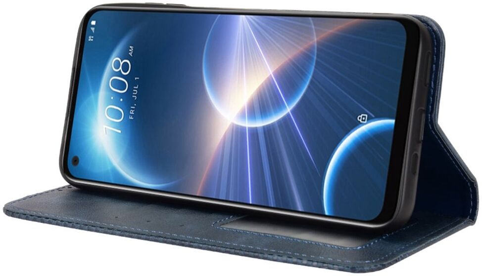 HTC Desire 22 Pro Vintage Portemonnee Hoesje Blauw afbeelding 3