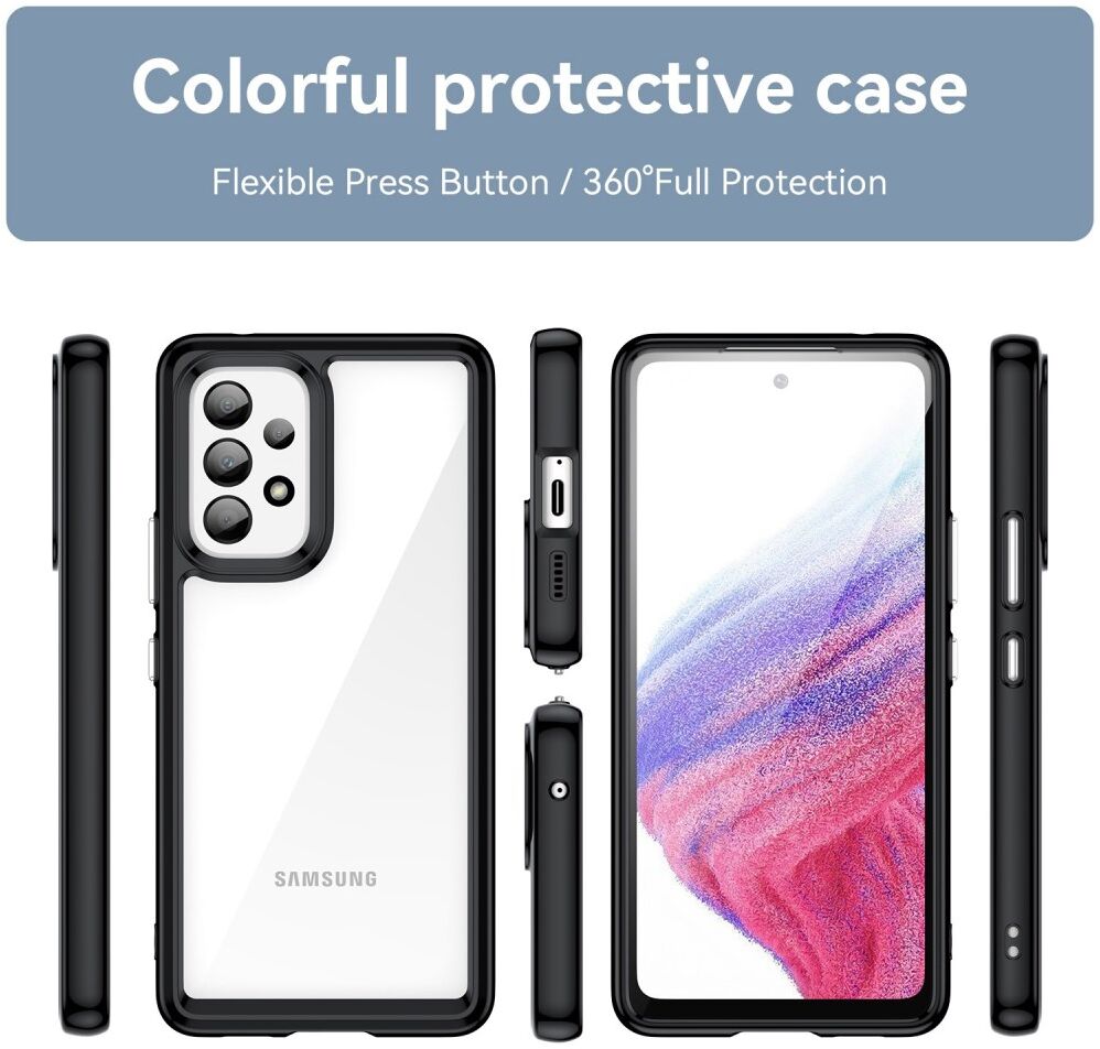Samsung Galaxy A53 Hoesje Acryl Back Cover Zwart afbeelding 7