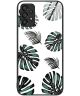 Samsung Galaxy A53 Hoesje Tempered Glass Back Cover White Leaves Print