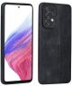 AZNS Samsung Galaxy A53 Hoesje met Kunstleer Coating Back Cover Zwart