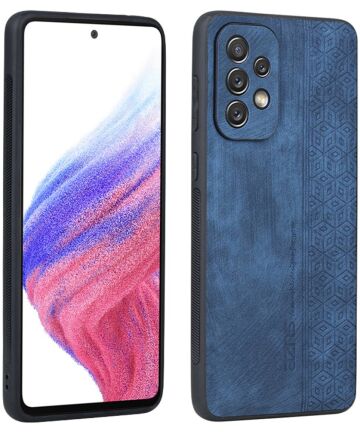 AZNS Samsung Galaxy A53 Hoesje met Kunstleer Coating Back Cover Blauw Hoesjes