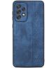 AZNS Samsung Galaxy A53 Hoesje met Kunstleer Coating Back Cover Blauw