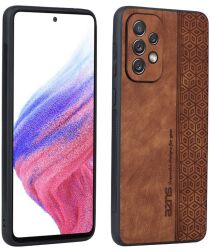 AZNS Samsung Galaxy A53 Hoesje met Kunstleer Coating Back Cover Bruin