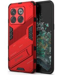 OnePlus 10T Hoesje Shockproof Kickstand Back Cover Rood