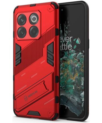 OnePlus 10T Hoesje Shockproof Kickstand Back Cover Rood Hoesjes