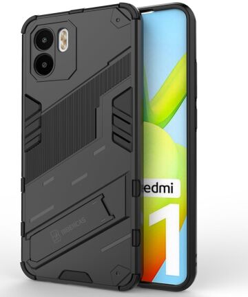 Xiaomi Redmi A1 / A2 Hoesje Shockproof Kickstand Back Cover Zwart Hoesjes