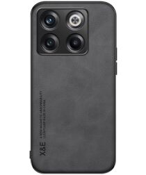 X&E OnePlus 10T Hoesje met Kunstleer Coating Back Cover Zwart