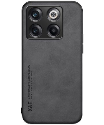 X&E OnePlus 10T Hoesje met Kunstleer Coating Back Cover Zwart Hoesjes