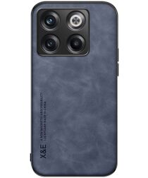 X&E OnePlus 10T Hoesje met Kunstleer Coating Back Cover Blauw