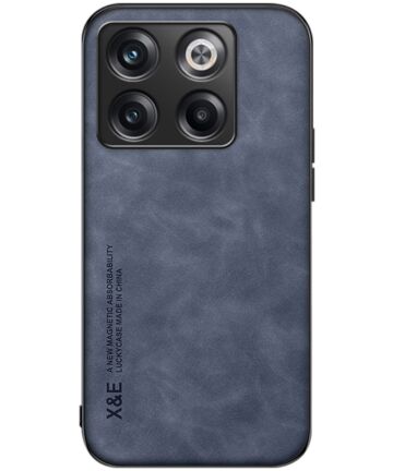 X&E OnePlus 10T Hoesje met Kunstleer Coating Back Cover Blauw Hoesjes