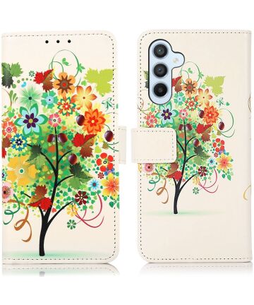 Samsung Galaxy A54 Hoesje Portemonnee Book Case Bloemen Boom Print Hoesjes