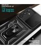 Samsung Galaxy A54 Hoesje met Camera Slider en Kickstand Ring Blauw