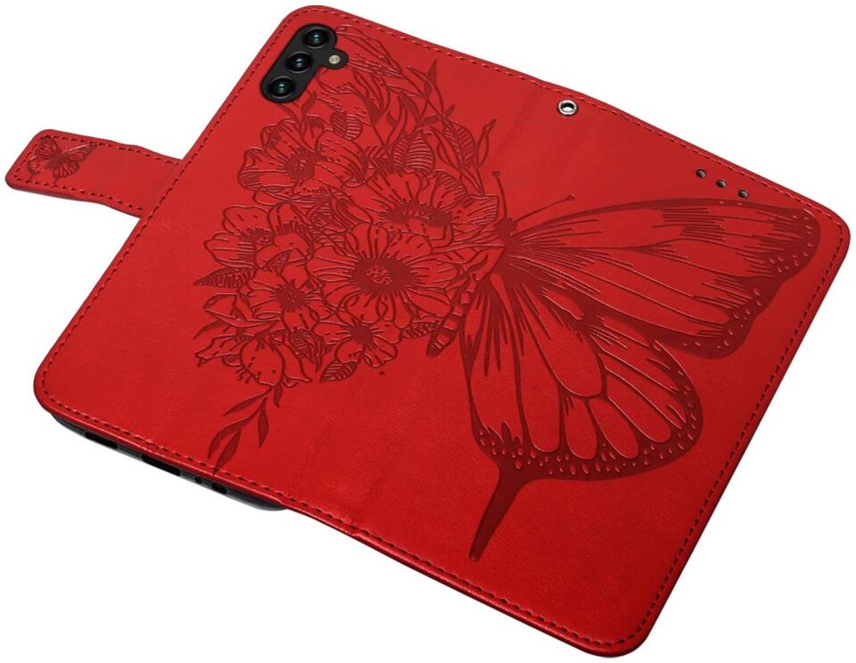 Samsung Galaxy A54 Hoesje Book Case Pasjeshouder Vlinder Rood afbeelding 4