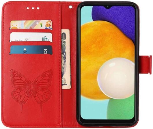 Samsung Galaxy A54 Hoesje Book Case Pasjeshouder Vlinder Rood afbeelding 2
