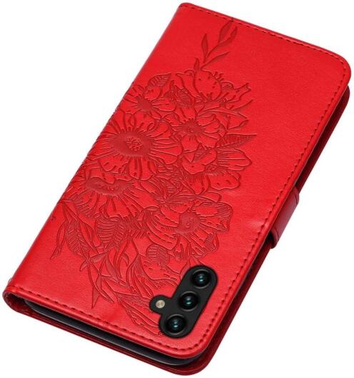 Samsung Galaxy A54 Hoesje Book Case Pasjeshouder Vlinder Rood afbeelding 5