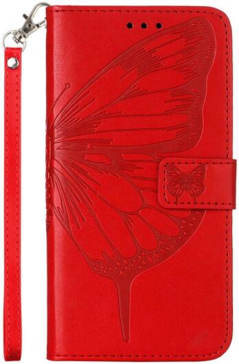 Samsung Galaxy A54 Hoesje Book Case Pasjeshouder Vlinder Rood afbeelding 6