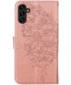 Samsung Galaxy A54 Hoesje Book Case Pasjeshouder Vlinder Roze Goud