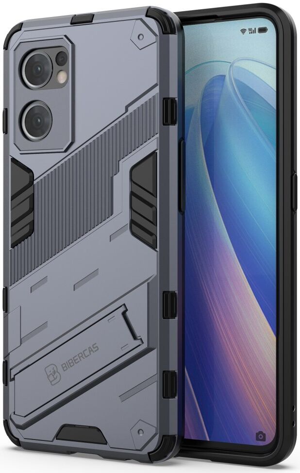 Oppo Find X5 Lite Hoesje Shockproof Kickstand Back Cover Blauw afbeelding 1