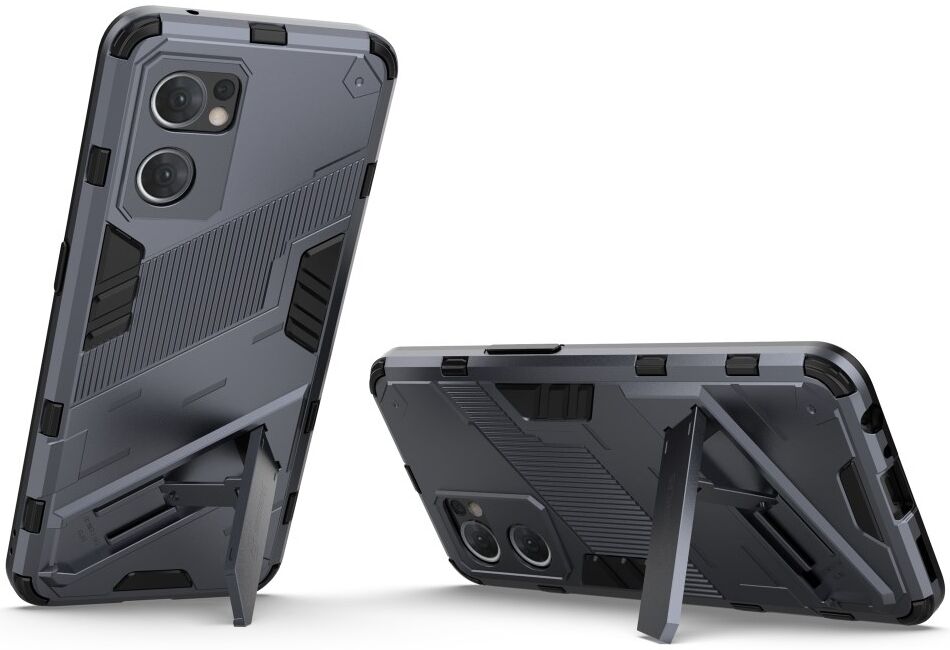 Oppo Find X5 Lite Hoesje Shockproof Kickstand Back Cover Blauw afbeelding 2