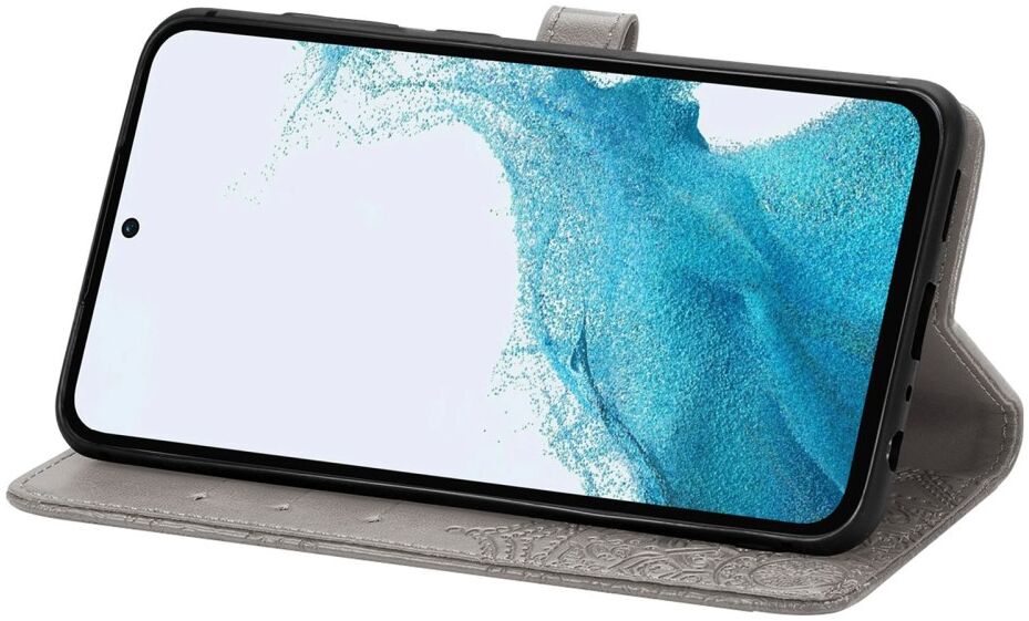 Samsung Galaxy A54 Hoesje Mandala Book Case met Pasjeshouder Grijs afbeelding 3